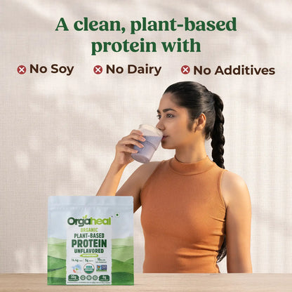 Protein Powder | Plant Based Protein Powder Unsweetened (Unflavored) - 30g Plant Protein - USDA Organic - Vegan, Gluten Free &amp; Dairy Free - Orgaheal -980gm