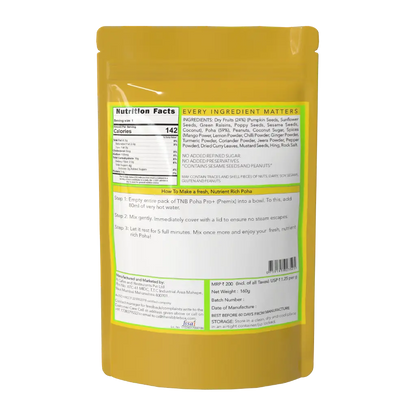 Poha | Poha Pro + (Instant Premix, 24% nuts-seeds- dried fruit ) -Plant Based, Gluten Free -No Added Refined Sugar, Zero Trans Fats -The Nibble box- 160gm