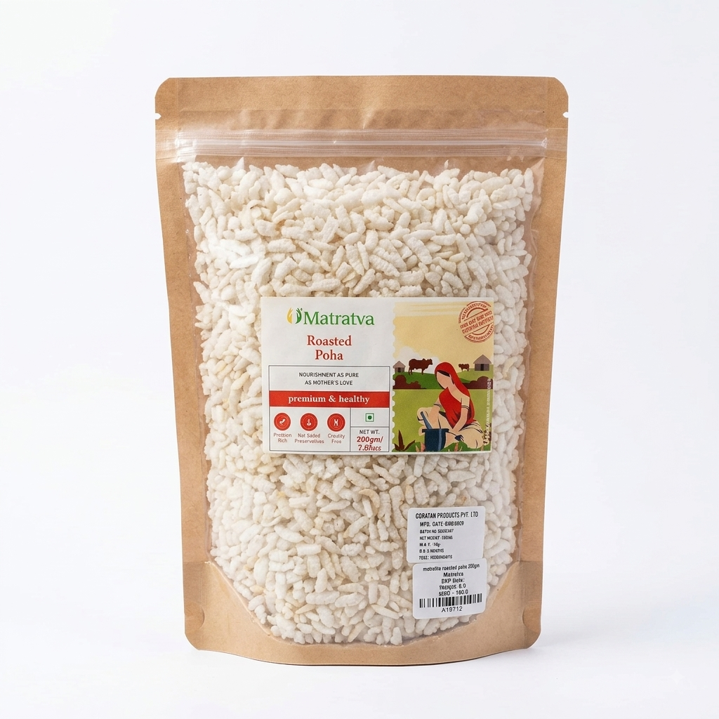 Roasted Poha | Cruelty Free, High In Protein &amp; No Added Preservatives - Matratva - 250gm