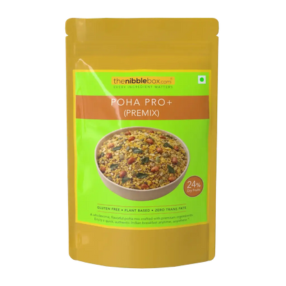 Poha | Poha Pro + (Instant Premix, 24% nuts-seeds- dried fruit ) -Plant Based, Gluten Free -No Added Refined Sugar, Zero Trans Fats -The Nibble box- 160gm