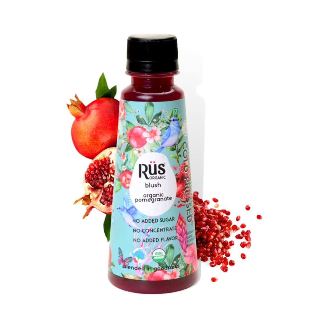 Juice | Blush – Pomegranate Juice – Cold Pressed - Organic - No Added Sugar, No Concenterate & No Added Flavour – Rus Organic – 200ml