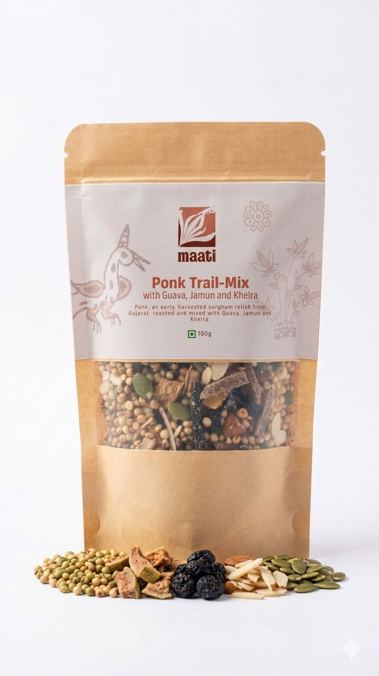 Ponk Trail-Mix with Guava, Jamun and Khelra - Gluten Free -Zero Preservatives- Zero Refined Sugar- Maati-160gm