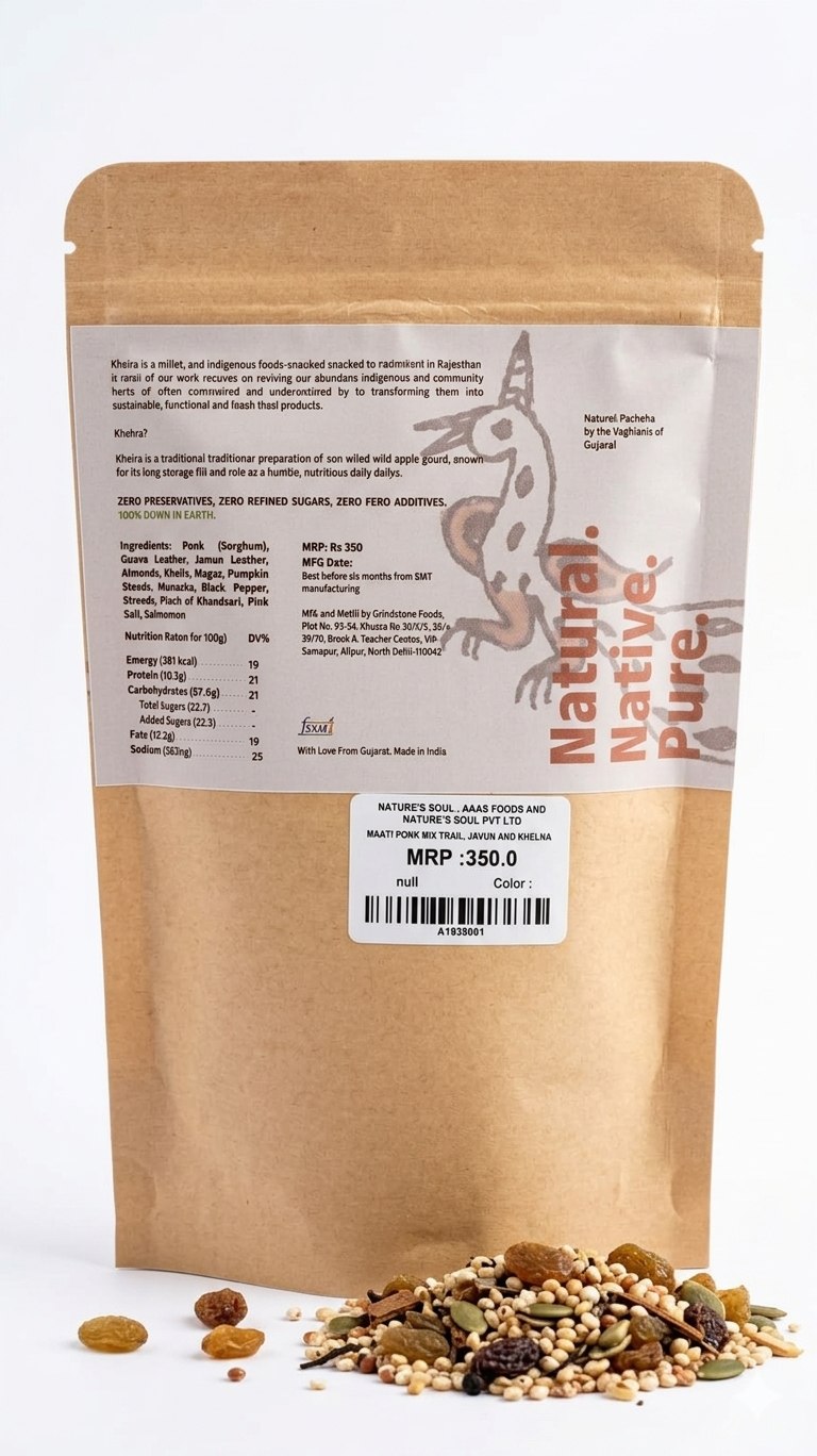 Ponk Trail-Mix with Guava, Jamun and Khelra - Gluten Free -Zero Preservatives- Zero Refined Sugar- Maati-160gm