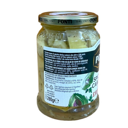 Artichokes | Fine Herbs Artichokes in Sunflower Oil - Italy - Ponti - 280gm