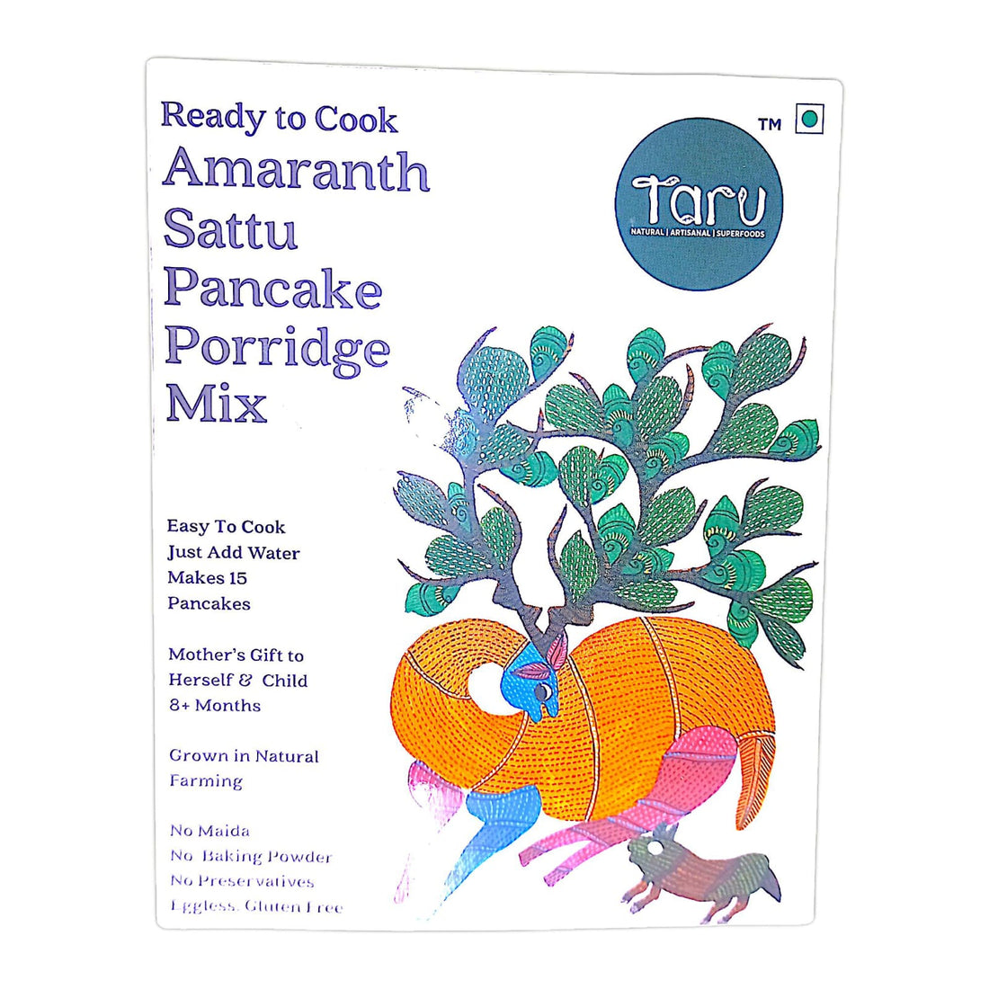 Porridge Mix | Amaranth Sattu Pancake Porridge Mix – Ready To Cook – Eggless – Gluten Fre, No Miada, No Baking Powder & No Added Preservatives – Taru Natural – 150gm