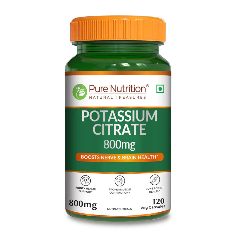 Potassium Citrate | Support Nerve Muscle, Joint, and Bone Health – Pure Nutrition – 800mg – 120 Veg Capsules