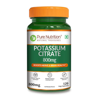 Potassium Citrate | Support Nerve Muscle, Joint, and Bone Health – Pure Nutrition – 800mg – 120 Veg Capsules