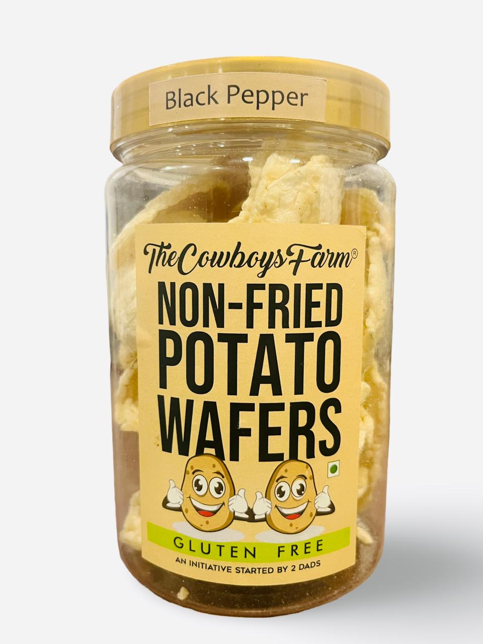 Chips | Potato Wafers Chips (Black Pepper) - Non Fried – Gluten Free, No Flavor Enhancer, No Artificial Colors & No Added Preservatives - Natural Ingredients - The Cowboys Farm – 70gm