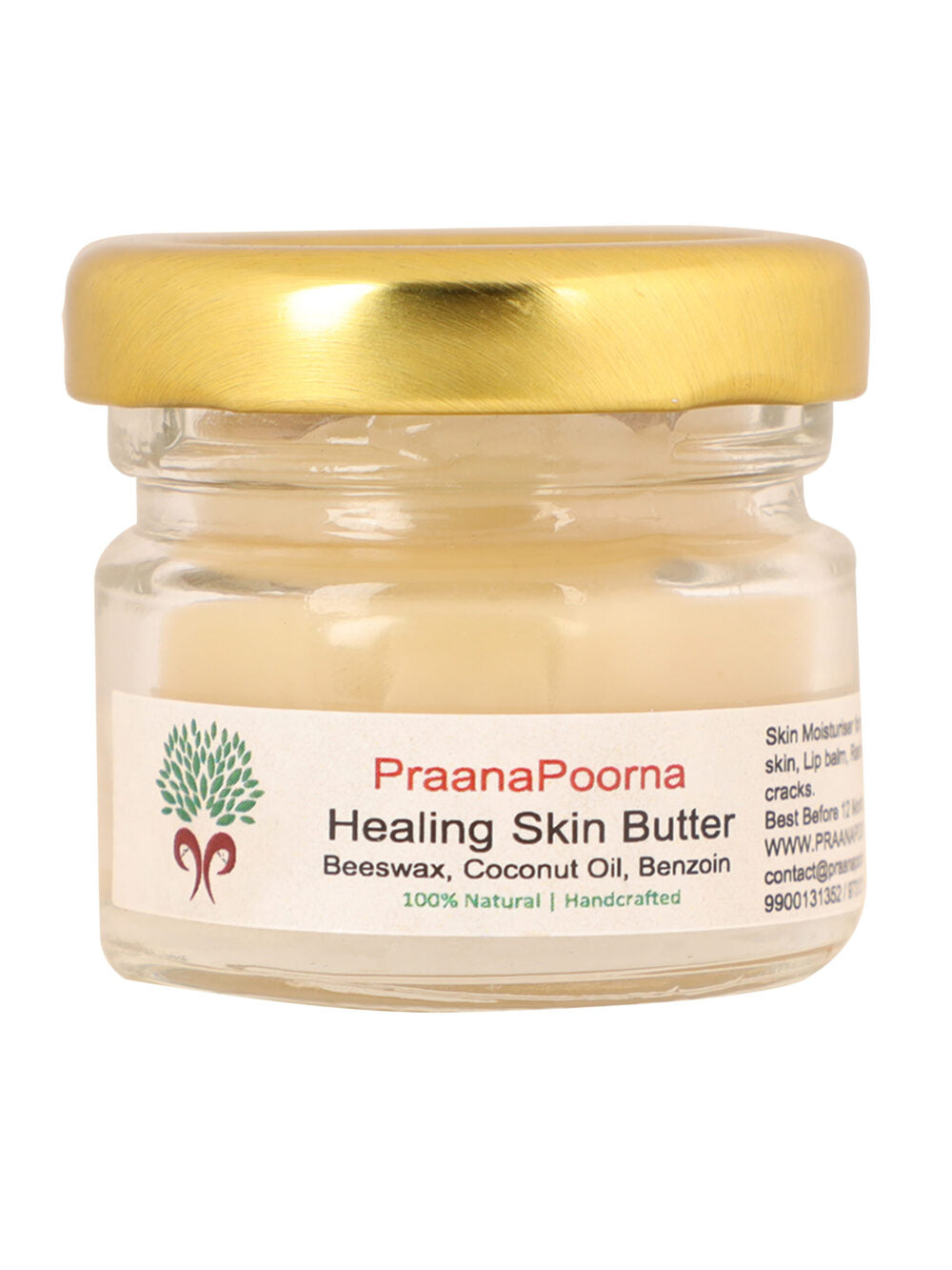 Skin Butter | Healing Skin Butter - Coconut Oil, Sambrani &amp;amp; Beeswax - 100% Natural Certified - Natural Fragrance - No Added Preservatives - Praanapoorna - 100gm