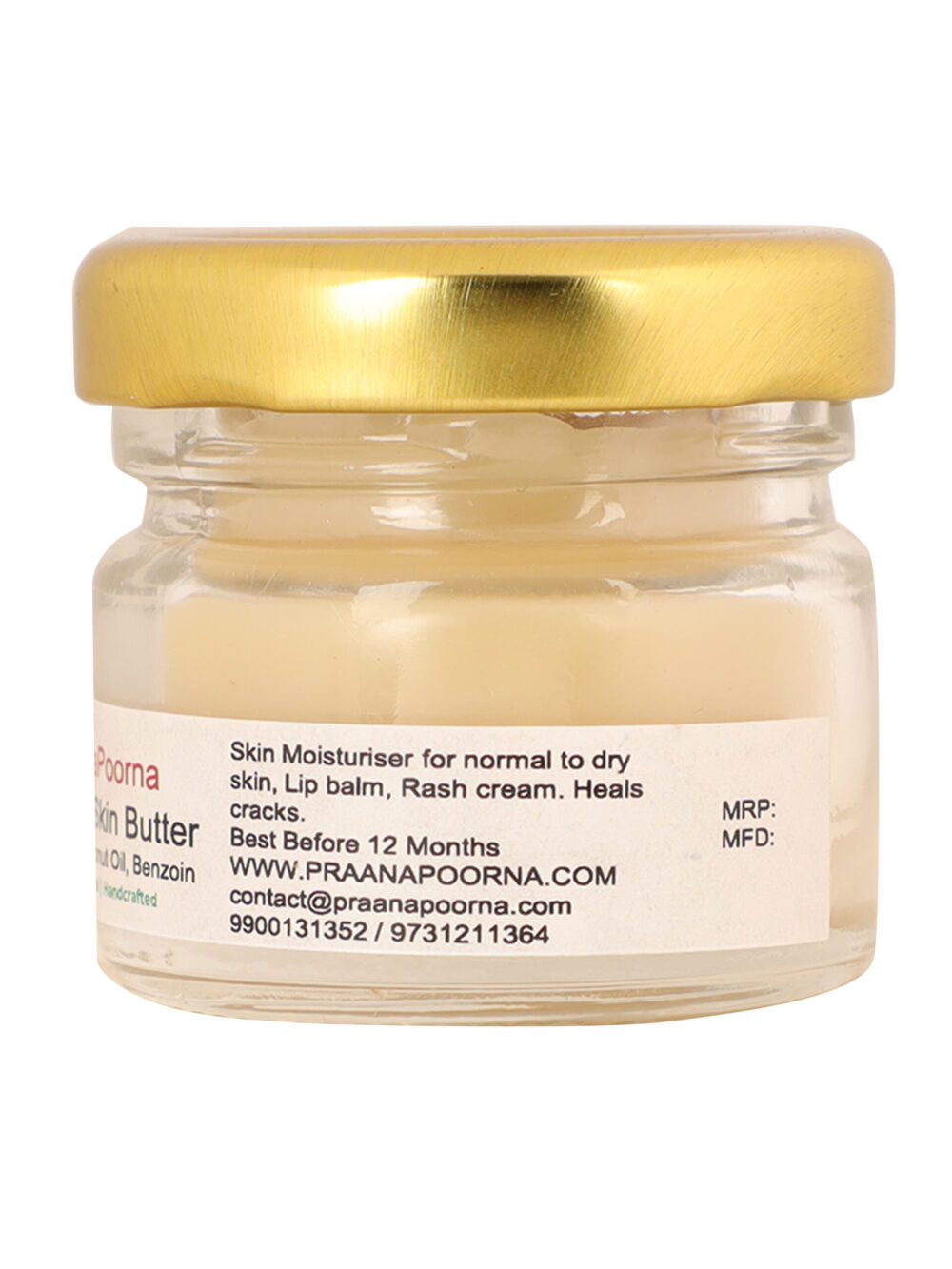 Skin Butter | Healing Skin Butter - Coconut Oil, Sambrani &amp;amp; Beeswax - 100% Natural Certified - Natural Fragrance - No Added Preservatives - Praanapoorna - 100gm