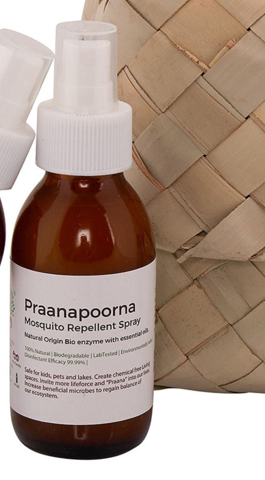 Mosquito Repellent | Mosquito Repellent Spray (Natural Origin Bio Enzyme With Essential Oils) - No Added Chemical, Deet Free & SLS Free - Praanapoorna - 100ml