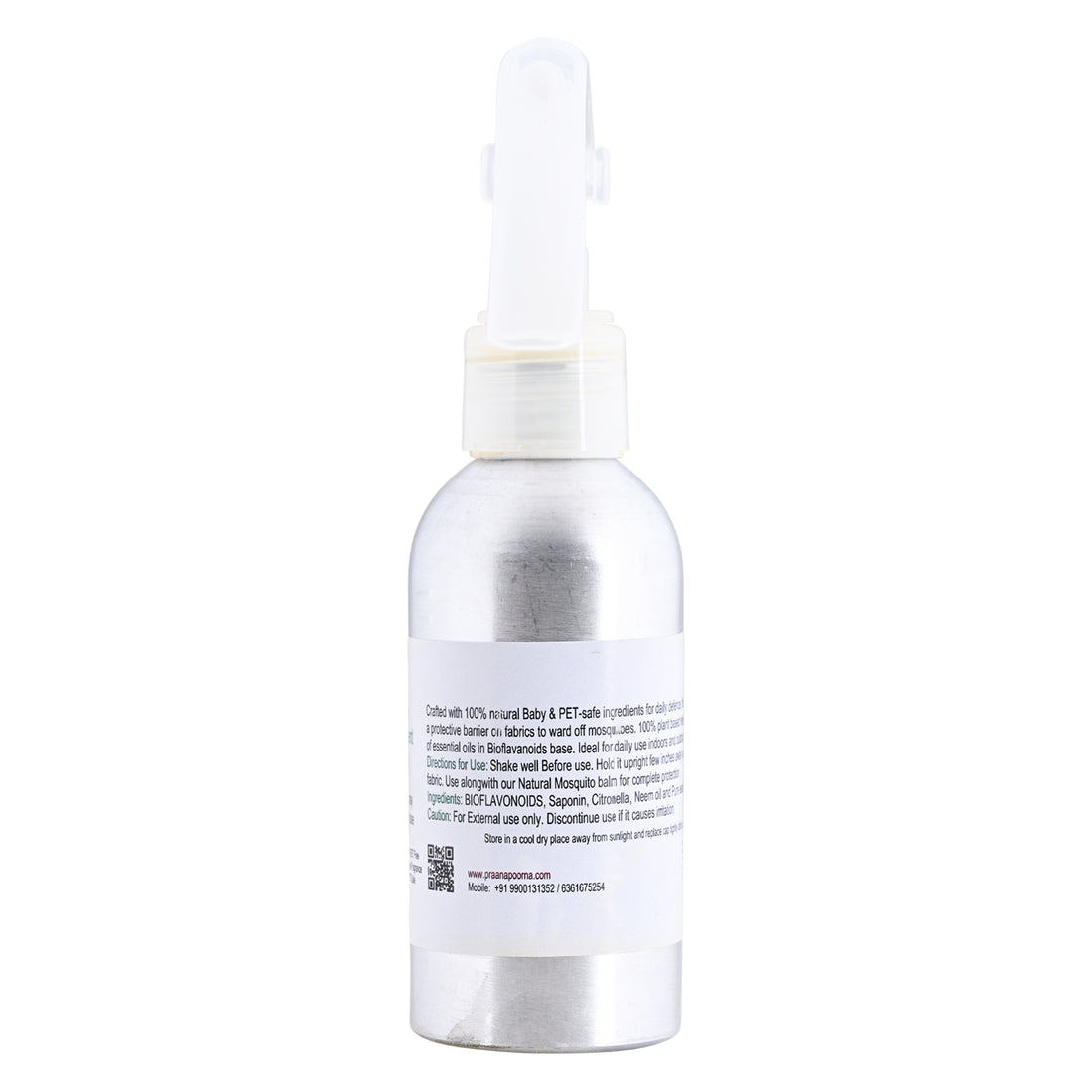 Mosquito Repellent | Mosquito Repellent Spray (Natural Origin Bio Enzyme With Essential Oils) - No Added Chemical, Deet Free & SLS Free - Praanapoorna - 100ml