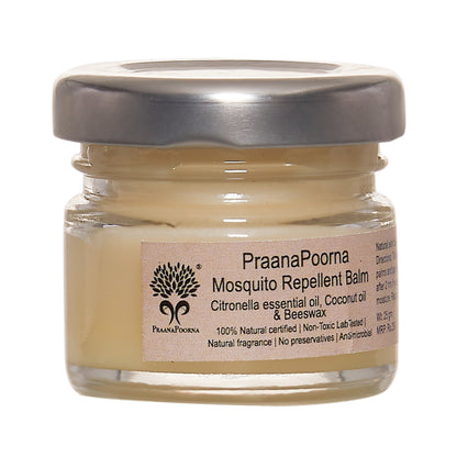Mosquito Repellent | Mosquito Repellent Balm - 100% Natural Certified - No Added Chemical, Deet Free &amp;amp; SLS Free - Praanapoorna - 25gm