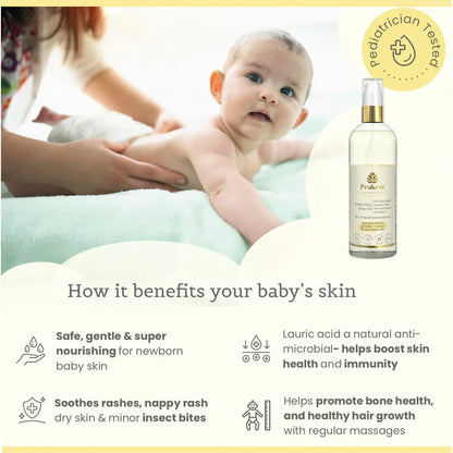 Oil |  Tender Skin Baby Oil -100% Natural -Virgin coconut oil with vitamin E and avocado extract  - No Added Preservatives -Prakrta- 200ml