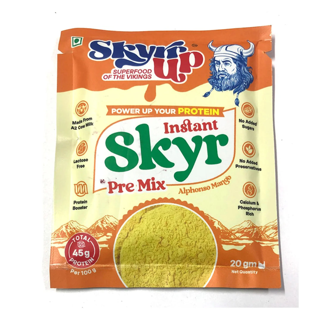 Pre Mix Powder | Pre Mix Alphonso Mango (Made From A2 Cow Milk) – Instant – No Added Sugar, 4.5gm Protein, Zero Preservatives & Lactose Free – Skyrrup – 10gm