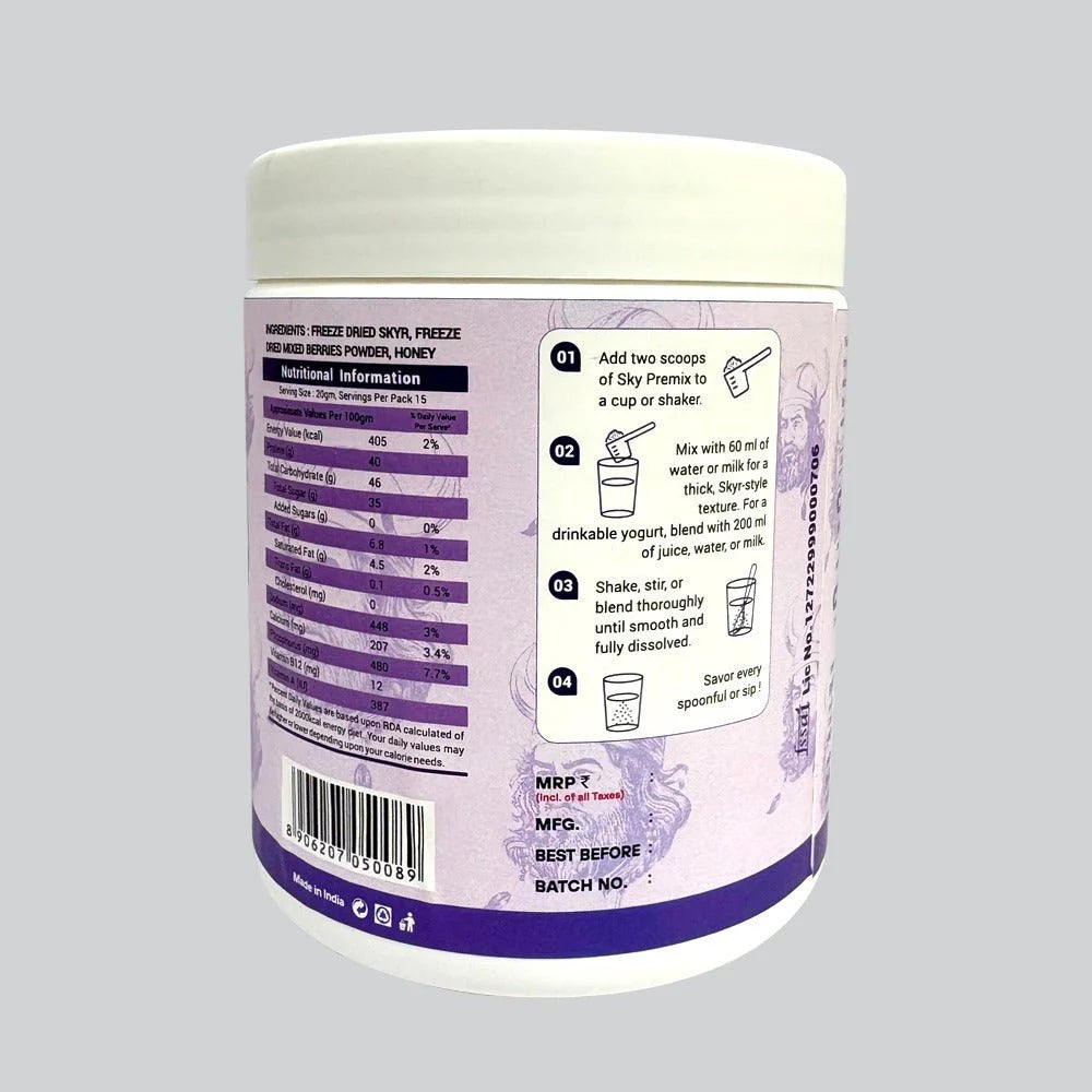 Protein Powder | Pre Mix Mixed Berries -Instant Pre Mix Protein Powder-Made A2 Cow Milk, Protein Booster- No Added Sugar, Zero Preservatives &amp; Lactose Free - Skyrrup - 300gm