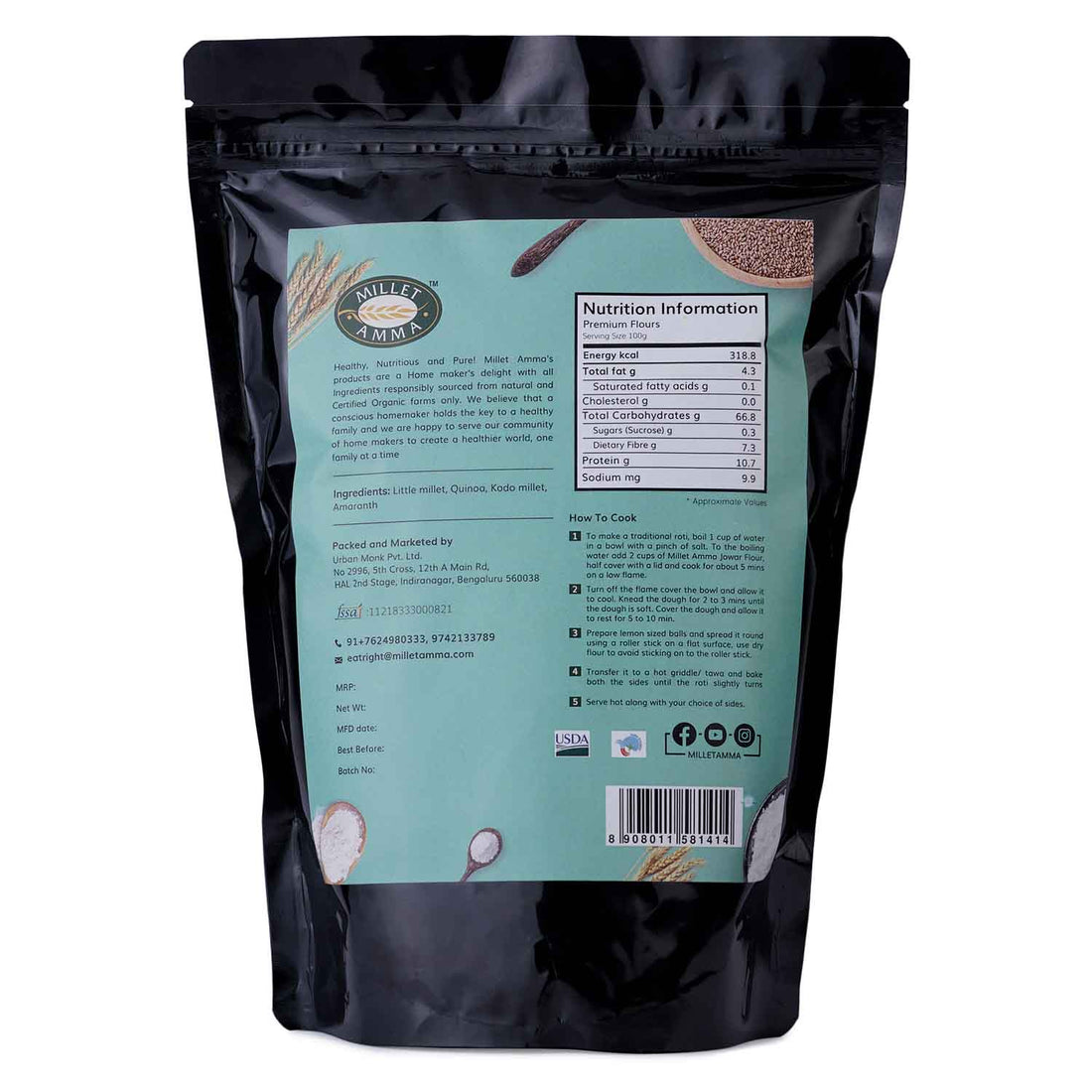 Premium Mix Flour – Vegan &amp;amp; Gluten Free – Millet Amma – 1000gm