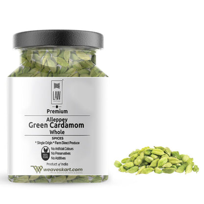 Cardamom | Premium Alleppey Green Cardamom - Single Origin, Farm Direct Produce - 100% Pure -  No Artificial Colors, No Preservatives &amp;amp; No Additives - Loom And Weaves - 100gm