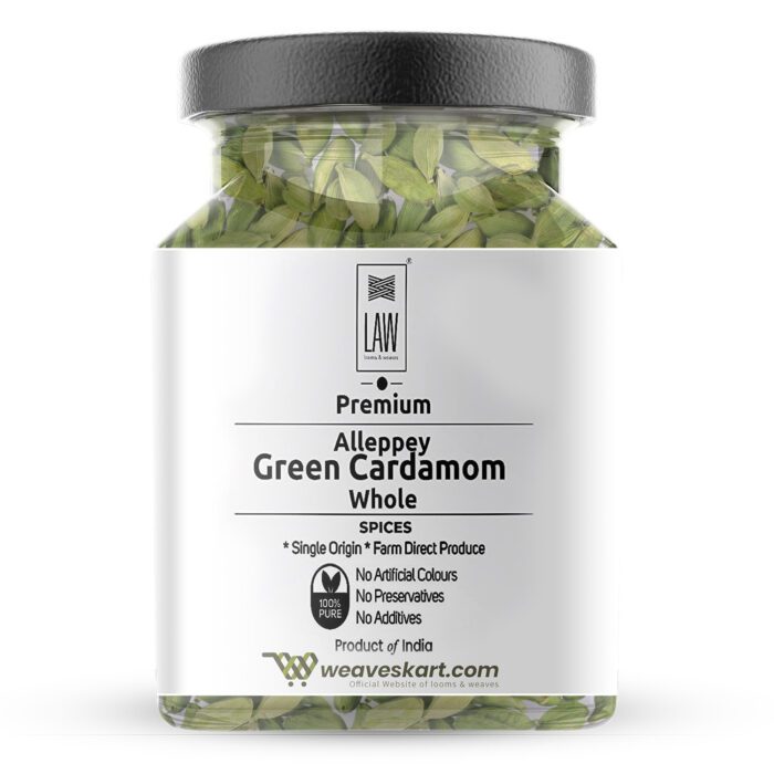 Cardamom | Premium Alleppey Green Cardamom - Single Origin, Farm Direct Produce - 100% Pure -  No Artificial Colors, No Preservatives &amp;amp; No Additives - Loom And Weaves - 100gm
