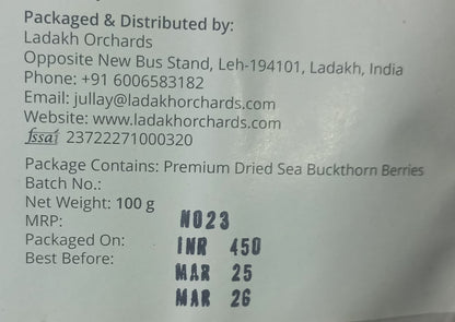 Sea Buckthorn Berries | Premium Dried Sea Buckthorn Berries - From The Foothills Of The Himalayas - Sun Dried - All Natural &amp; Chemical Free - Ladakh Orchards - 250gm