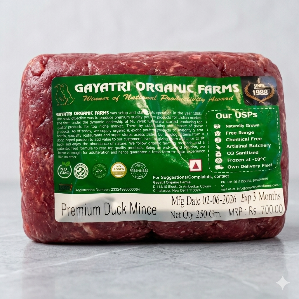Mince | Premium Duck Mince (Halal) – No Antibiotics And Hormone Free – Nature’s Soul – 250gm