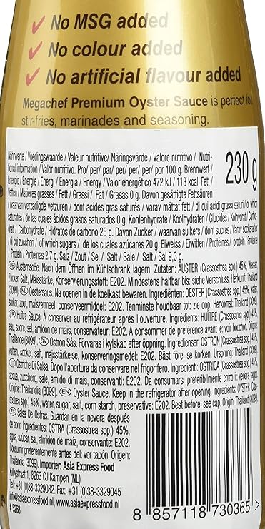 Premium Oyster Sauce | Gluten Free Oyster Sauce - No MSG, Colour And No Artificial Flavours - Megachef - 600gm