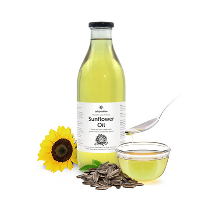 Oil | Organic Sunflower Oil-  Pure, Unrefined, Single-Filtered, Virgin &amp; Wooden Cold Pressed (Kacchi Ghani) without Preservatives - Satopradhan – 1000ml