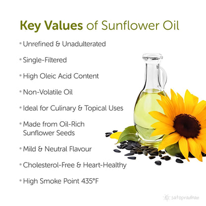 Oil | Organic Sunflower Oil-  Pure, Unrefined, Single-Filtered, Virgin &amp; Wooden Cold Pressed (Kacchi Ghani) without Preservatives - Satopradhan – 1000ml