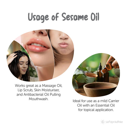 Oil|Sesame (Gingelly) Oil  -  Pure &amp; Wooden Cold-pressed without Chemicals - Extracted from Black Sesame Seeds - No Preservatives - Satopradhan – 1000ml