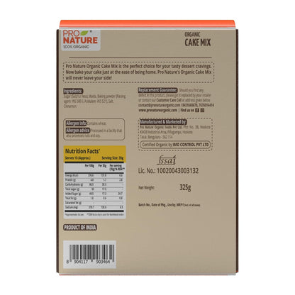 Cake Mix | (Regular) - Instant &amp; Easy - 100% Organic - Pro Nature - 325gm