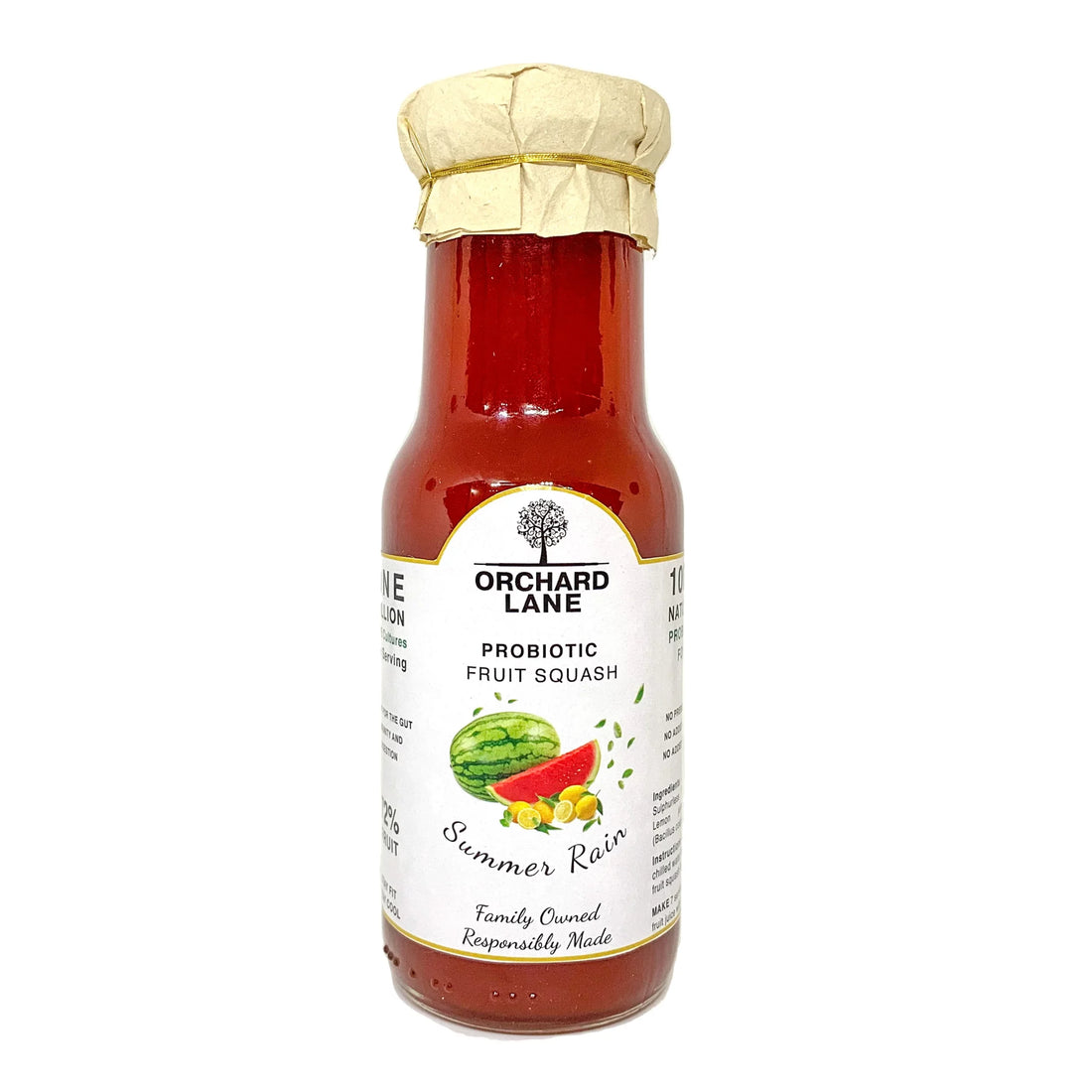 Fruit Squash | 72% Fruit - Probiotic Watermelon Squash - Summer Rain - No Preservatives, Colours &amp;amp; No Added Flavours - Orchard Lane - 225gm