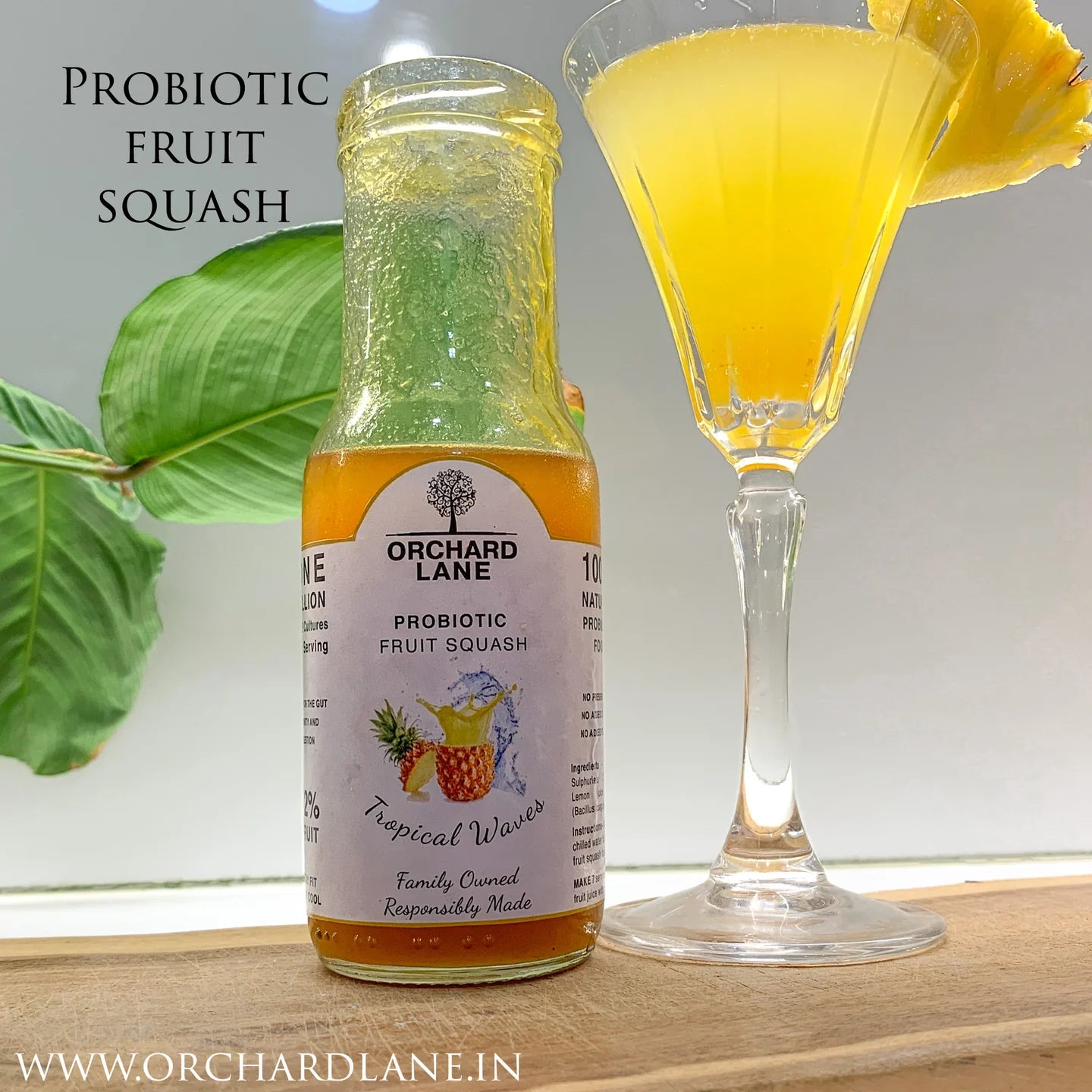 Fruit Squash | 72% Fruit - Probiotic Fruit Squash -Tropical Waves - No Preservatives, Colours &amp;amp; No Added Flavours - Orchard Lane - 225gm