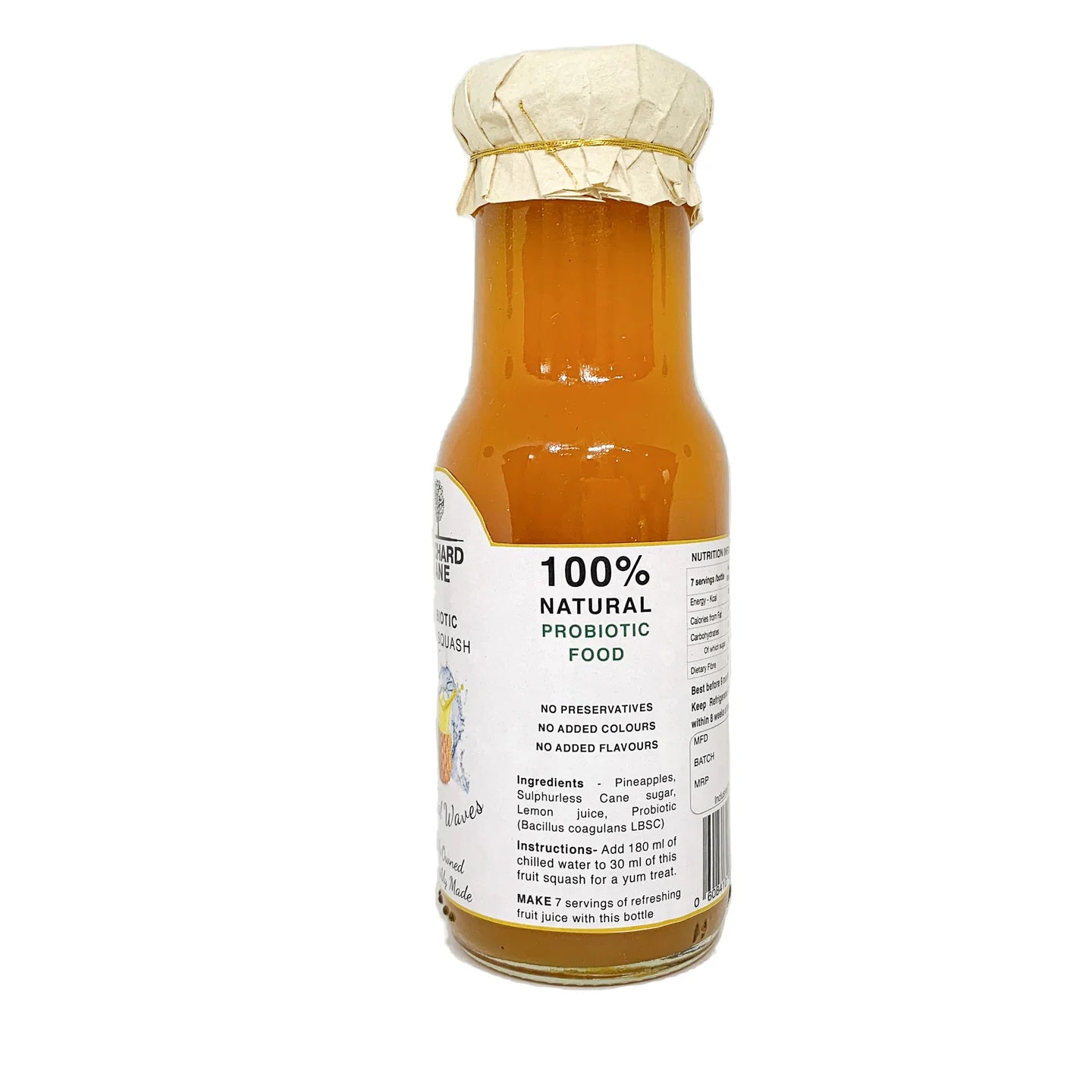 Fruit Squash | 72% Fruit - Probiotic Fruit Squash -Tropical Waves - No Preservatives, Colours &amp;amp; No Added Flavours - Orchard Lane - 225gm