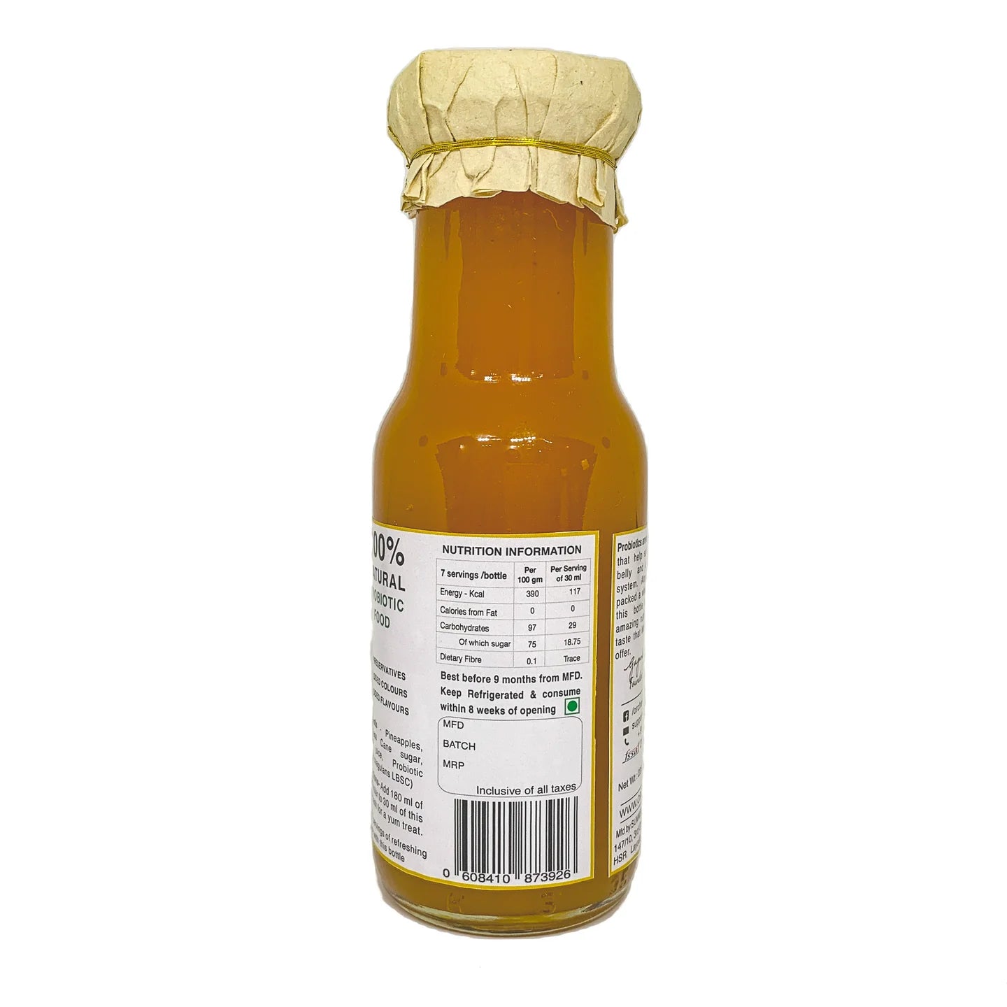Fruit Squash | 72% Fruit - Probiotic Fruit Squash -Tropical Waves - No Preservatives, Colours &amp;amp; No Added Flavours - Orchard Lane - 225gm