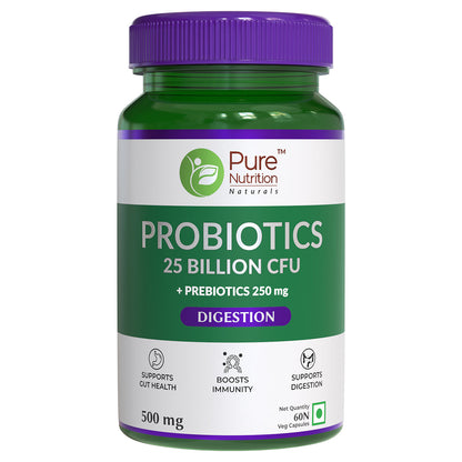 Probiotics | 25 Billion CFU - Probiotics 250mg - Boosts Immunity – Pure Nutrition – 60 Capsules