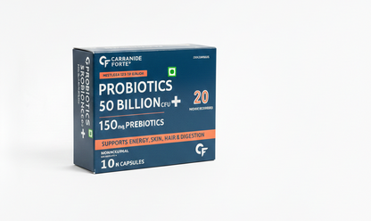 Probiotics  50 Billion CFU+  Probiotic (150mg)| Supports Energy, Skin, Hair &amp; Digestion - Carbamide Forte – 10 Capsules