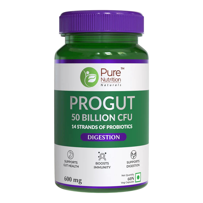 Progut | Progut 50 Billion CFU – Probiotic For Digestive Health & Immunity – Pure Nutrition – 600mg – 60 Capsules