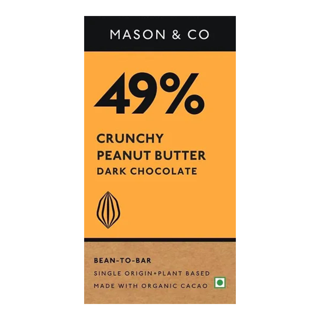 49% Crunchy Peanut Butter Dark Chocolate - Vegan &amp;amp; Gluten Free - Mason &amp;amp; Co - 60gm