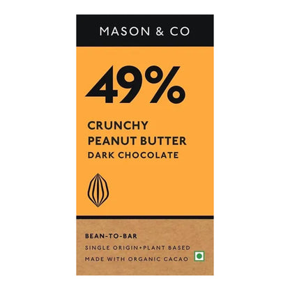 49% Crunchy Peanut Butter Dark Chocolate - Vegan &amp;amp; Gluten Free - Mason &amp;amp; Co - 60gm