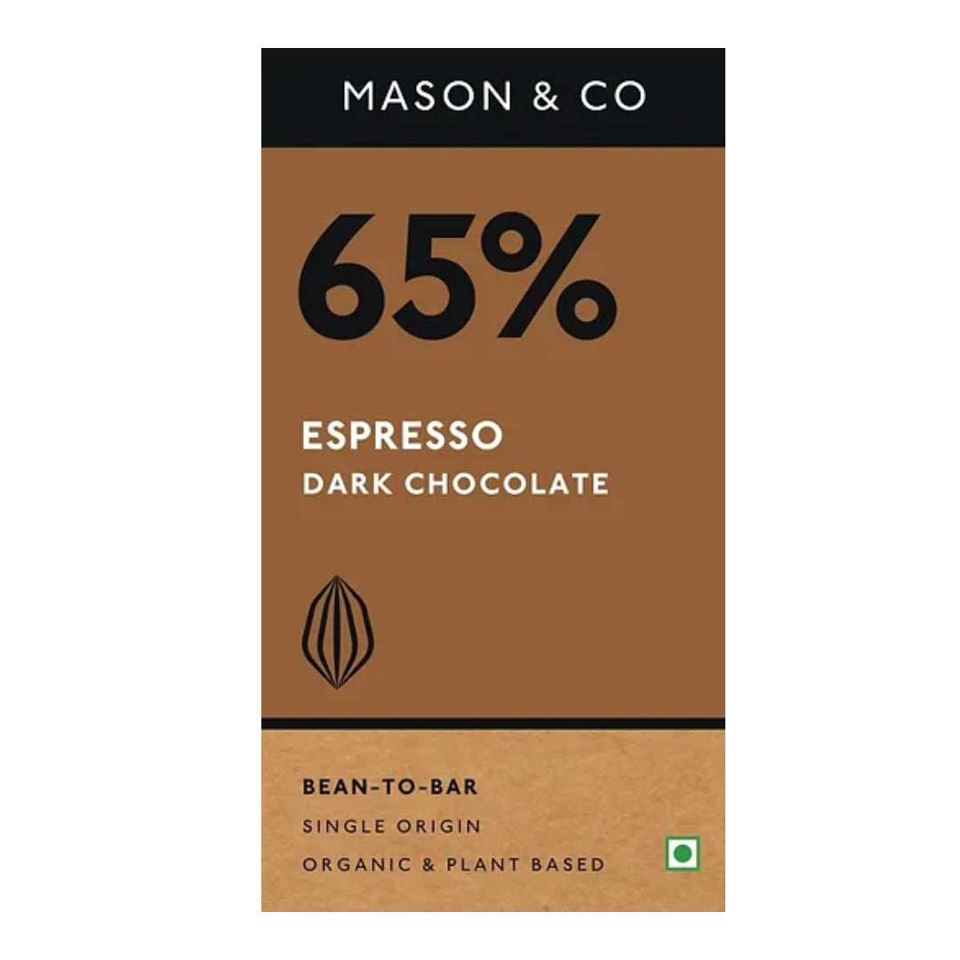 65% Espresso Dark Chocolate - Vegan & Gluten Free - Mason & Co - 60gm