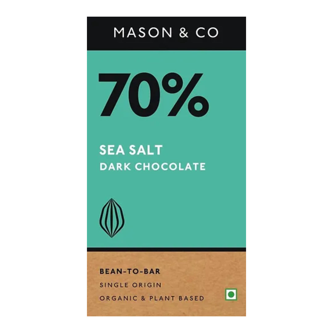 70% Sea Salt Dark Chocolate - Vegan & Gluten Free - Mason & Co - 60gm