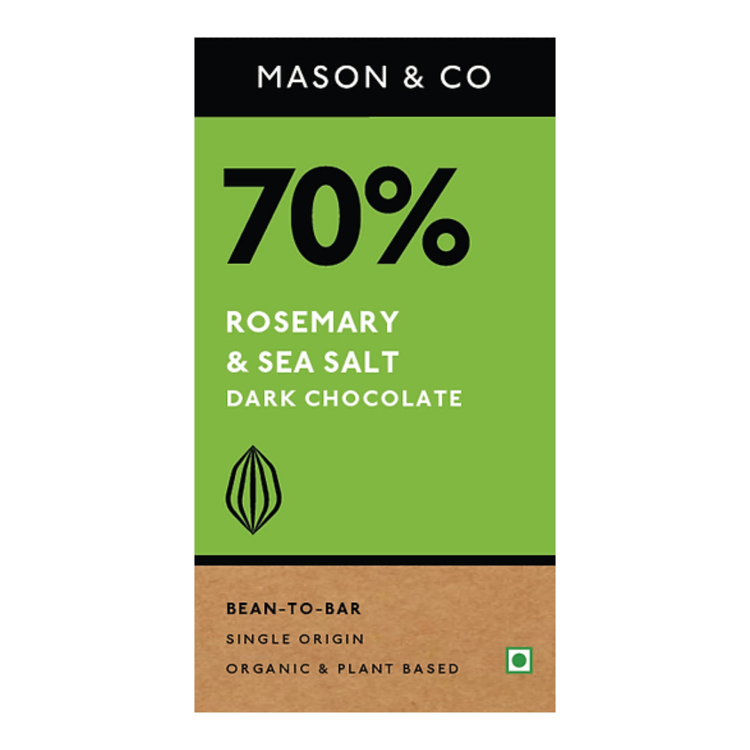 70% Rosemary &amp;amp; Sea Salt Dark Chocolate Bar – Mason &amp;amp; Co – 60gm