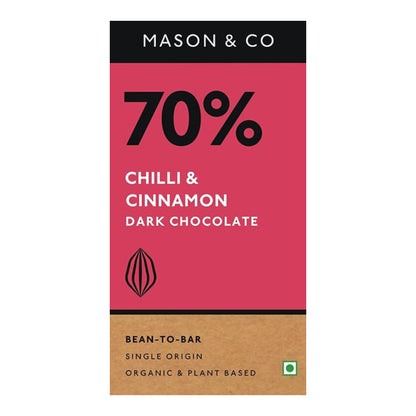 70% Chilli &amp;amp; Cinnamon Dark Chocolate Bar – Vegan, Gluten Free &amp;amp; Soy Free - Mason &amp;amp; Co – 60gm