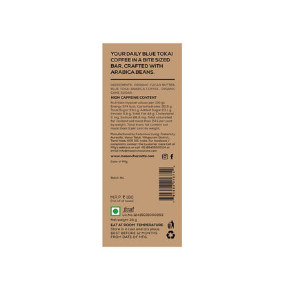 Cafe Noir -Pure Coffee Bar – Vegan &amp; Gluten Free - Mason &amp; Co – 35gm