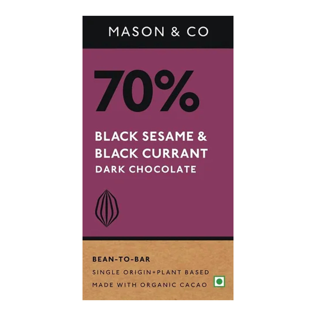 70% Black Sesame &amp;amp; Raisin Dark Chocolate Bar – Vegan &amp;amp; Gluten Free - Mason &amp;amp; Co – 60gm