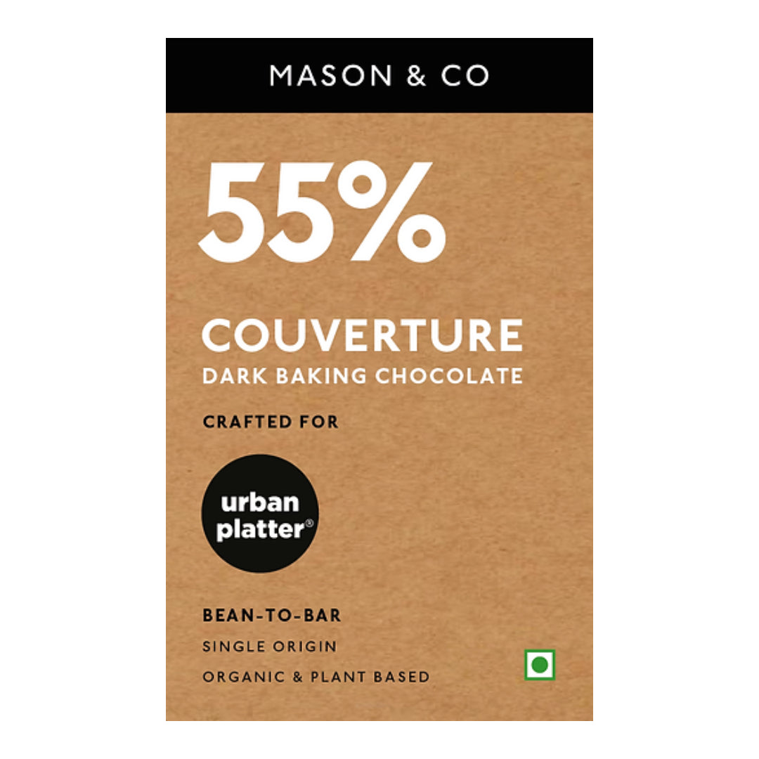 Dark Chocolate | 55% Couverture Dark Baking Chocolate – Vegan, Gluten Free &amp;amp; Soy Free – Mason &amp;amp; Co – 200gm