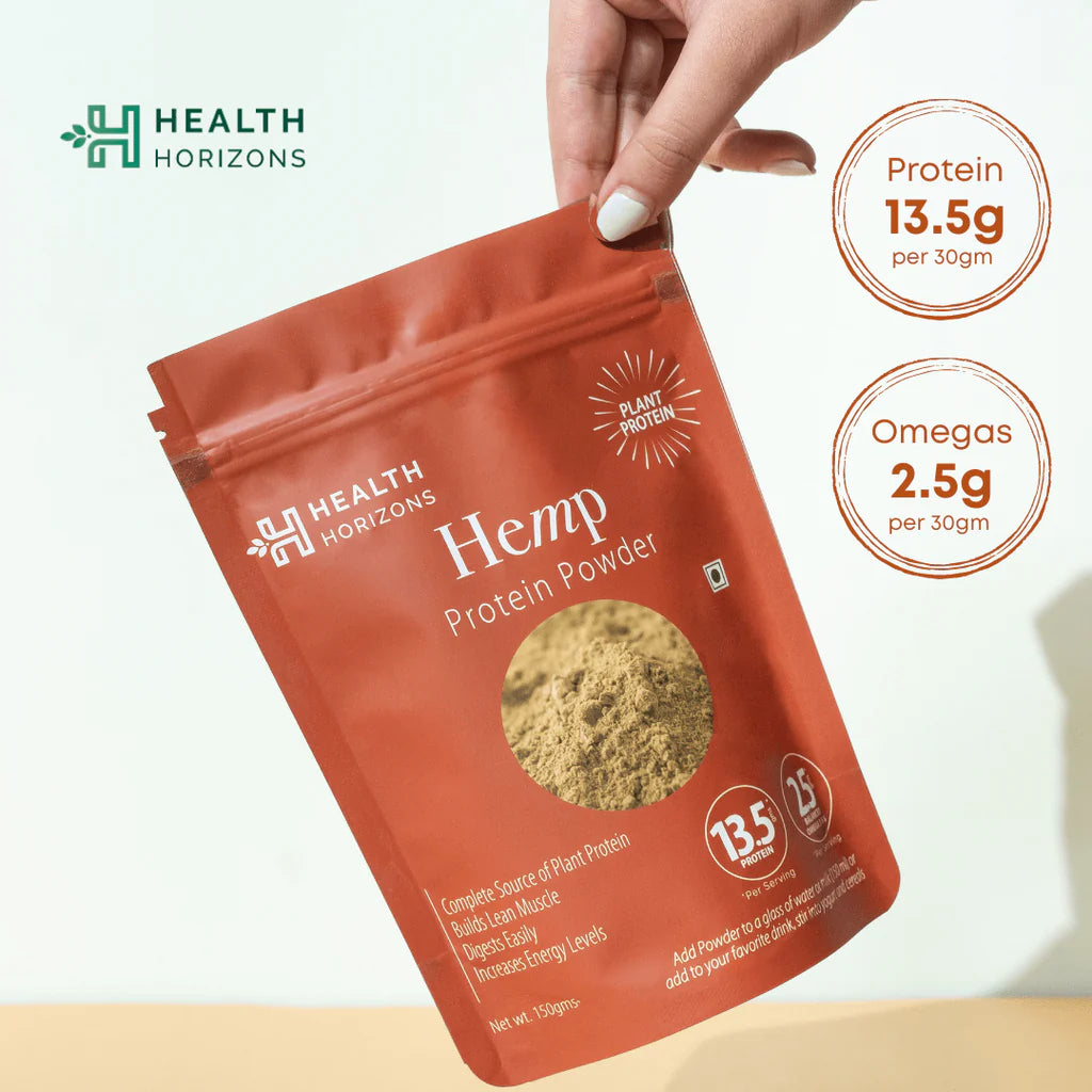 Protein Powder | Hemp – 13.5gm Protein – Build Lean Muscle - Digest Easily - Increase Energy Levels - Natural – Vegan &amp;amp; No Additives – Health Horizon – 150gm