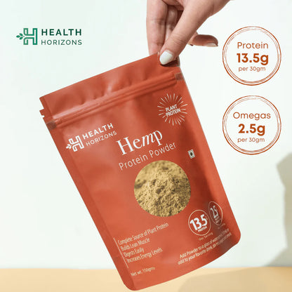 Protein Powder | Hemp – 13.5gm Protein – Build Lean Muscle - Digest Easily - Increase Energy Levels - Natural – Vegan &amp;amp; No Additives – Health Horizon – 150gm