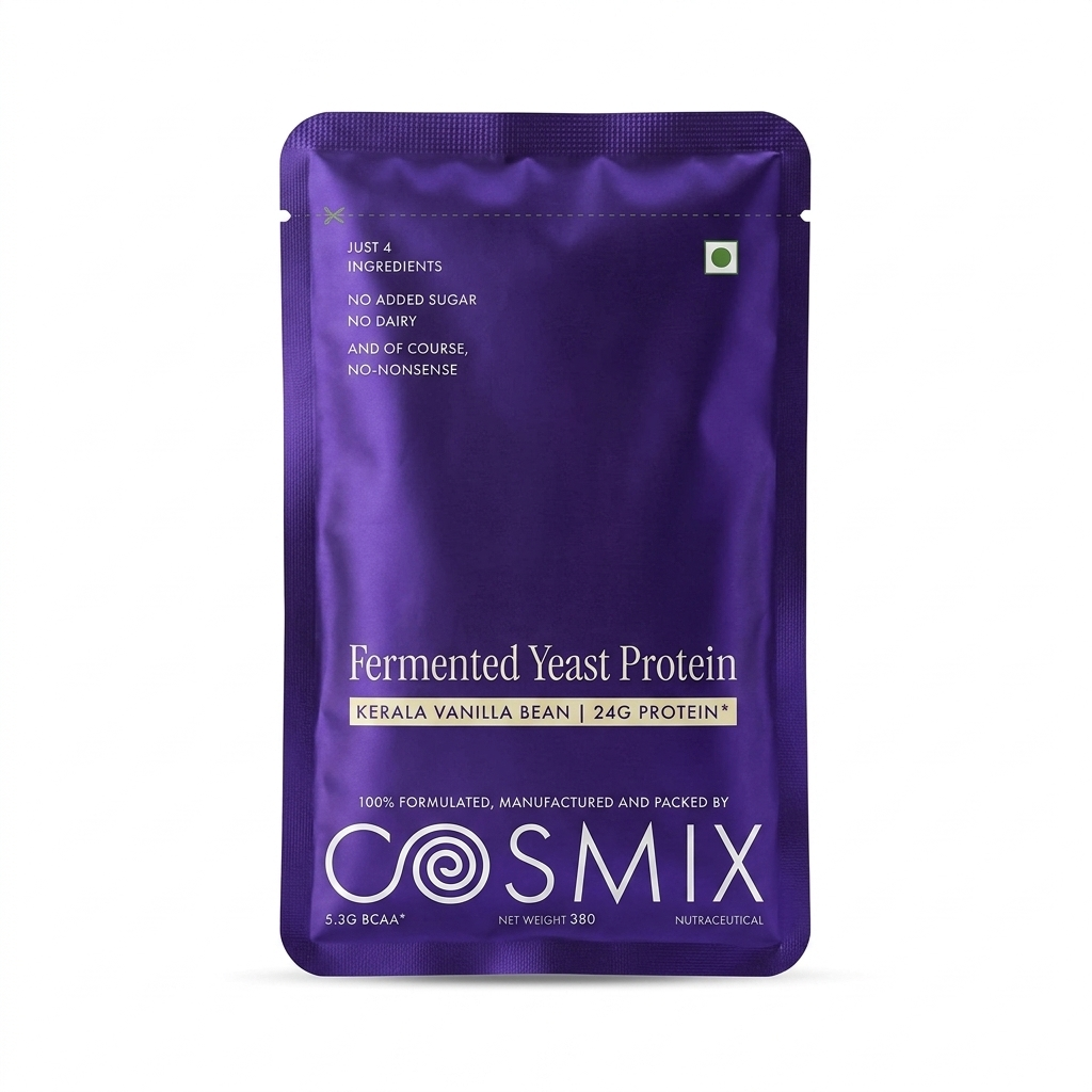 Protein Powder | Kerala Vanilla Bean (24g Protein Per Serving) - Fermented Yeast Protein – No Nonsense – No Added Sugar, No Added Sugar &amp; No Added Artificial Flavours – Cosmix – 38gm