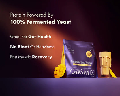 Protein Powder | Ratnagiri Mango Protein Powder (24g Protein Per Serving)-Made with Real Mango - Fermented Yeast Protein-Smooth, Tasty &amp; Gut-Friendly  – No Nonsense – No Added Sugar, No Added Sugar &amp; No Added Artificial Flavours – Cosmix – 500gm